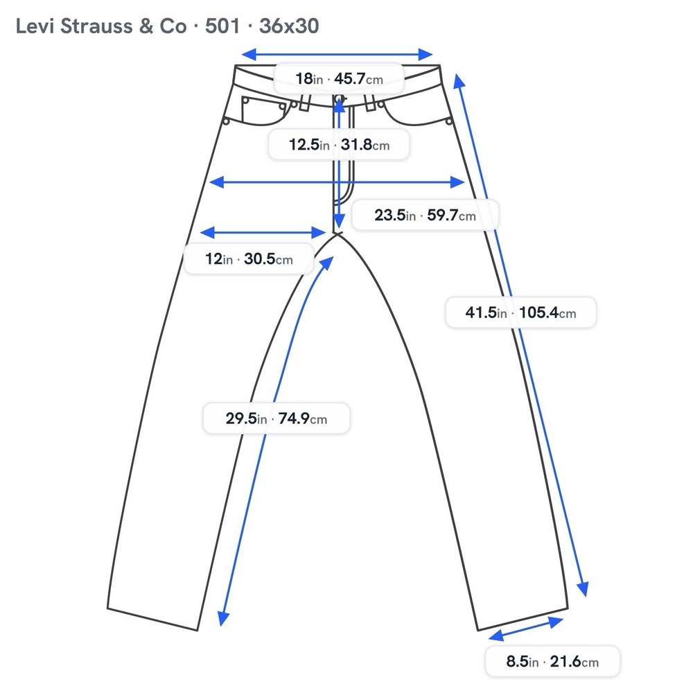Levis 501 Original Jeans Mens FITS 36x30 Blue Button Fly NWOT - Picture 7 of 7
